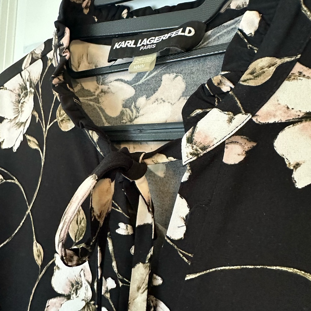Karl Lagerfeld Black Floral Blouse